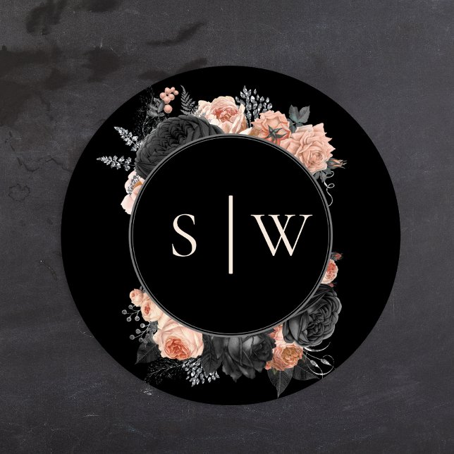 Gothic Vintage Black Blush Wedding Envelope Seal (Creator Uploaded)