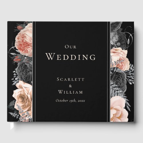 Gothic Vintage Black Blush Wedding Guest Book