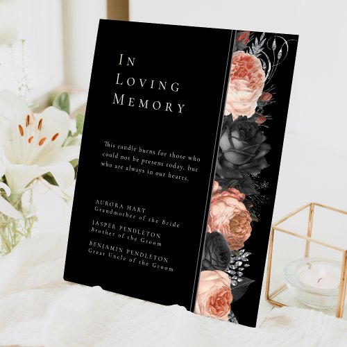 Gothic Vintage Black Blush Wedding Memorial Pedestal Sign