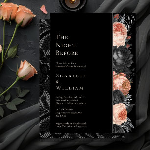 Gothic Vintage Black Blush Wedding Night Before Invitation