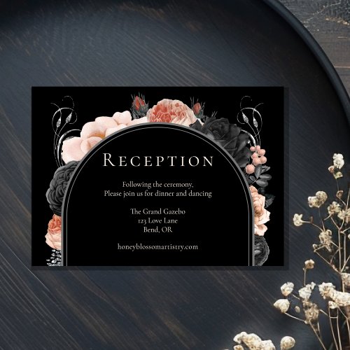 Gothic Vintage Black Blush Wedding Reception Enclosure Card