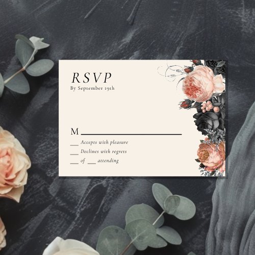 Gothic Vintage Black Blush Wedding RSVP