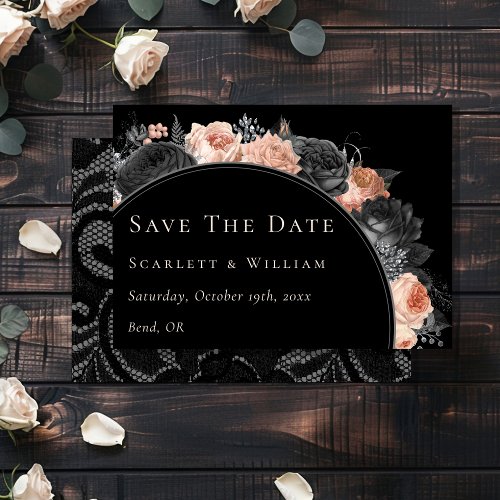 Gothic Vintage Black Blush Wedding Save The Date