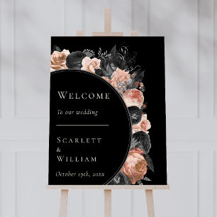Gothic Vintage Black Blush Wedding Welcome Foam Board