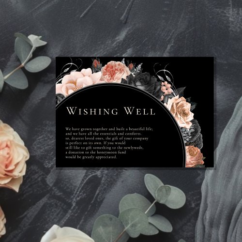 Gothic Vintage Black Blush Wedding Wishing Well Enclosure Card