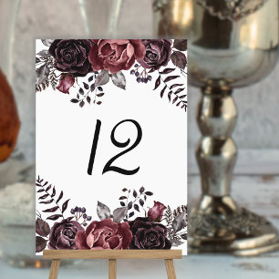 Gothic Vintage Black Dark Florals Wedding Table Number
