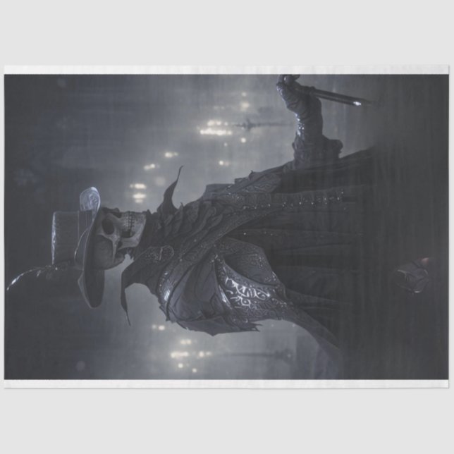 Gothic Vintage Black Dressed Skeleton Decoupage  Tissue Paper (Front)