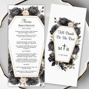 Gothic Vintage Black Florals Wedding Menu