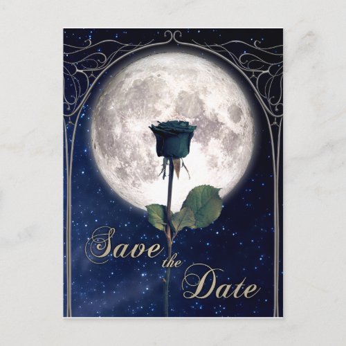 Gothic Vintage Black Rose Dark Romance Night Postcard