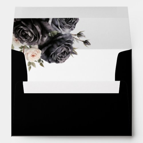 Gothic Vintage Black Roses Goth Wedding Envelope