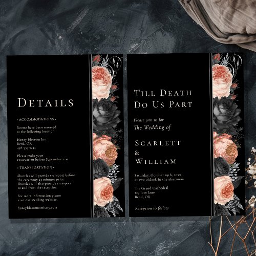 Gothic Vintage Black Till Death Wedding All In One Invitation