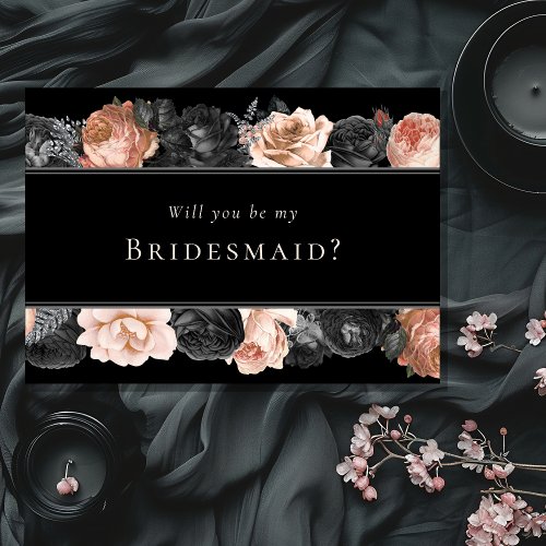 Gothic Vintage Black Wedding Bridesmaid Proposal Invitation