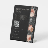 Gothic Vintage Black Wedding Honeymoon Fund Sign