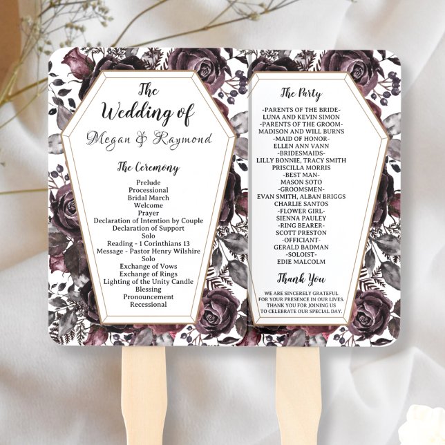 Gothic Vintage Coffin HalloWedding Program Hand Fan (Creator Uploaded)