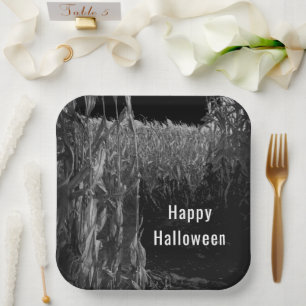 Gothic Vintage Corn Maze Halloween Party Paper Plates