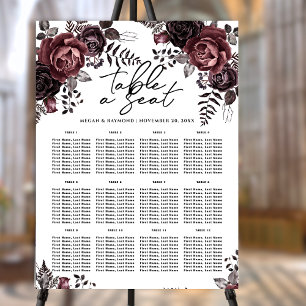 Gothic Vintage Dark Florals Wedding Table Seating Foam Board