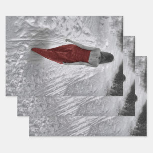 Gothic Vintage Girl Red Dress Decoupage Art Wrapping Paper Sheets