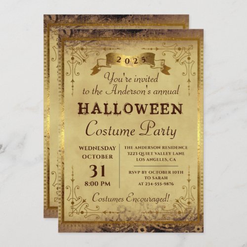 Gothic Vintage Halloween Annual Costume Party Invitation