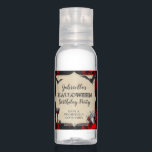 Gothic Vintage Halloween Birthday Hand Sanitizer<br><div class="desc">Help your guests stay safe with this creepy vintage hand sanitizer featuring flying bats,  floral heart and goblet on an a blood red skull background. Perfect for Gothic,  vintage,  steampunk,  Day of the Dead,  or costume parties. Easy to personalize with custom options.</div>