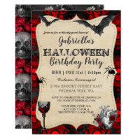 Gothic Vintage Halloween Birthday Party Invitation
