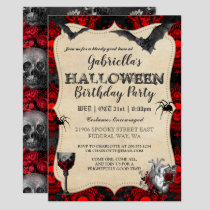 Gothic Vintage Halloween Birthday Party Invitation