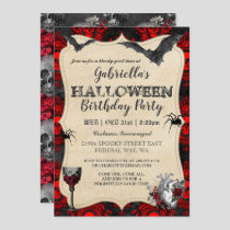 Gothic Vintage Halloween Birthday Party Invitation