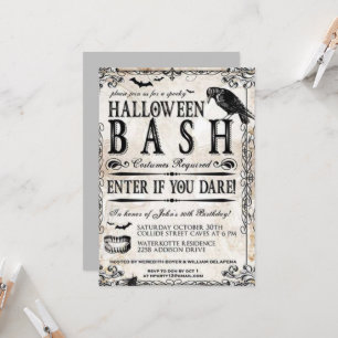 Gothic Vintage Halloween Birthday Party Invitation