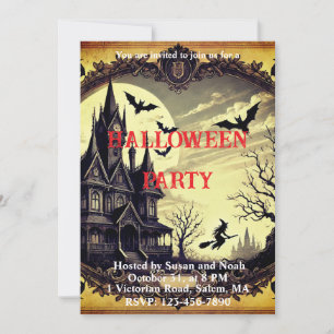 Gothic Vintage Haunted House Halloween Party Invitation