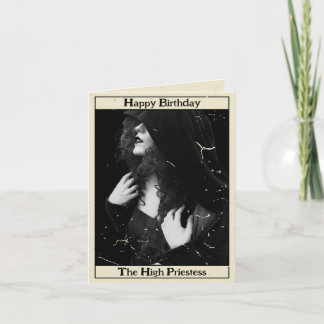 Gothic Vintage High Priestess Tarot Photo Birthday Card