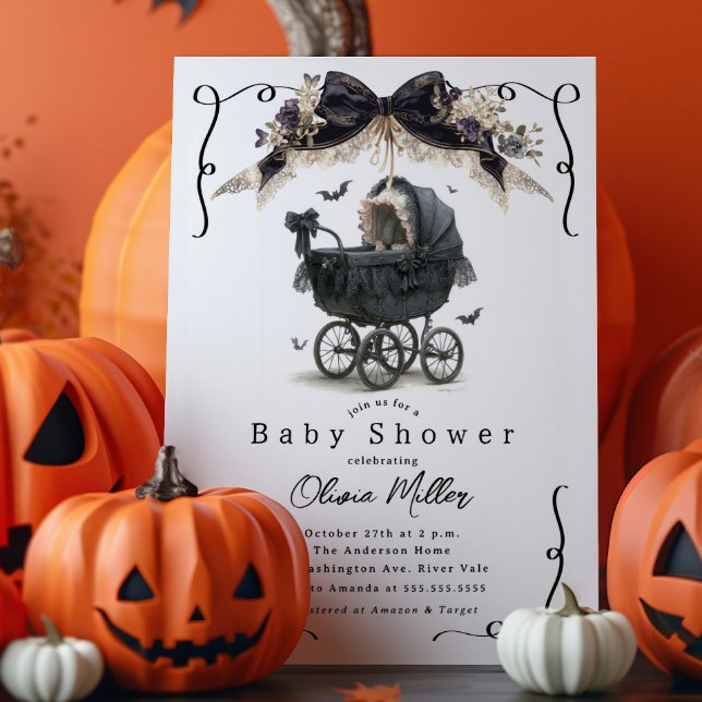 Gothic Vintage Pram Baby Shower Invitation (Creator Uploaded)