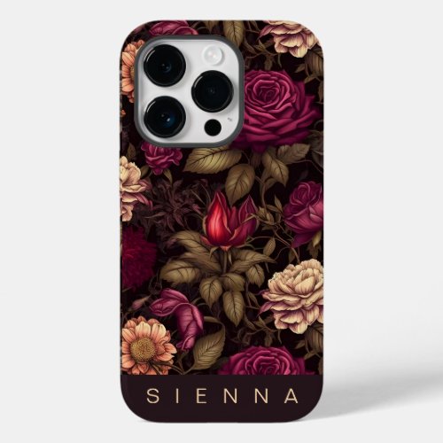 Gothic Vintage Red Cream Floral Moody Flowers Case_Mate iPhone 14 Pro Case
