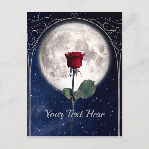 Gothic Vintage Red Rose Dark Romance Night Sky Postcard