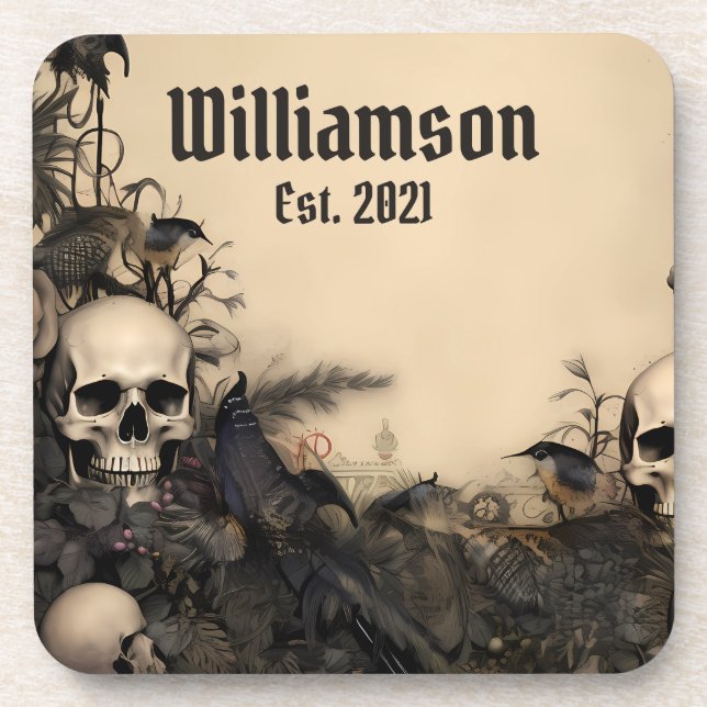 Gothic Vintage Skulls  Beverage Coaster (Front)