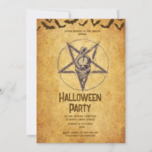 gothic vintage spooky  skull halloween invitation