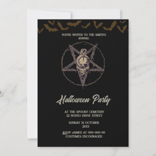  gothic vintage spooky skulls halloween invitation