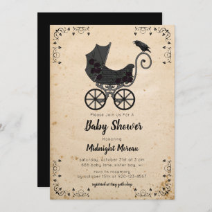 Gothic Vintage Stroller Baby Shower Invitation