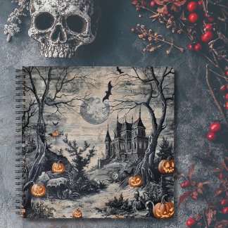 Gothic Vintage Toile Halloween Night Notebook