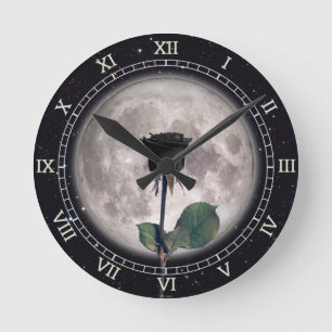 Gothic, Vintage, Victorian, Black Rose, Dark Round Clock