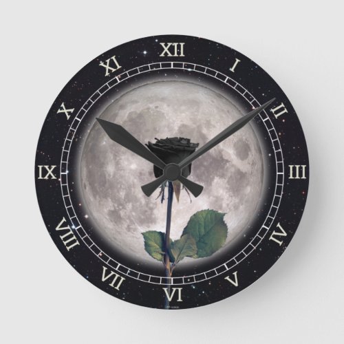 Gothic Vintage Victorian Black Rose Dark Round Clock