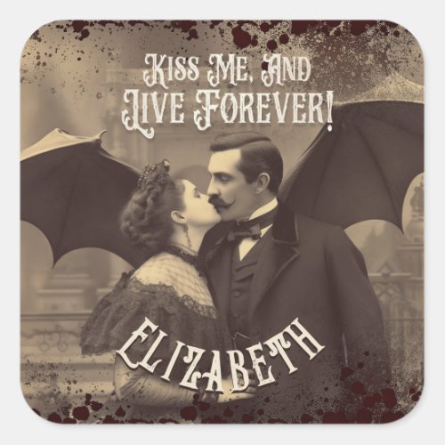 Gothic Vintage Victorian Dracula Halloween Square Sticker