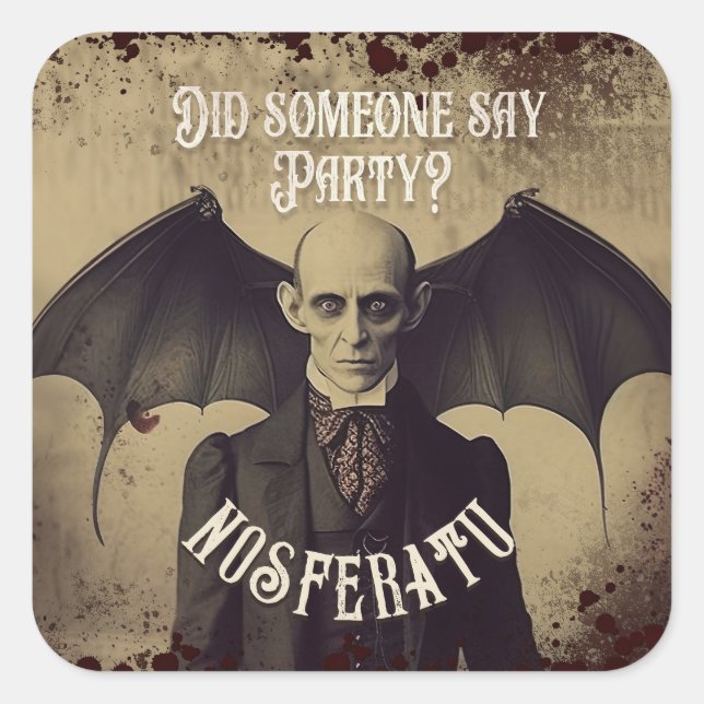 Gothic Vintage Victorian Dracula Halloween Square Sticker (Front)