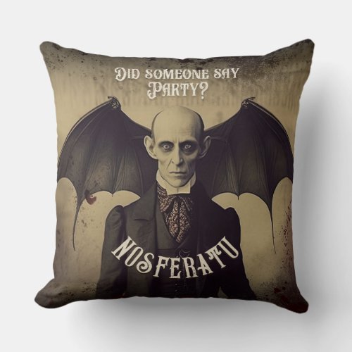 Gothic Vintage Victorian Dracula Halloween Throw Pillow