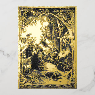 Gothic Vintage Victorian Era 1885 Christmas Foil Holiday Card
