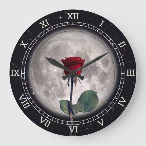 Gothic Vintage Victorian Red Rose Fantasy Large Clock