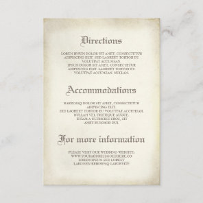 Gothic Vintage Wedding Details - Information Enclosure Card