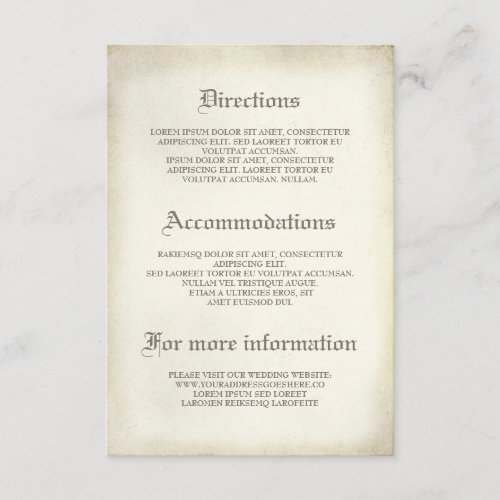 Gothic Vintage Wedding Details _ Information Enclosure Card