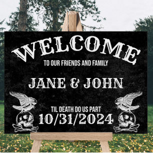 Gothic, Vintage Wedding or Halloween Welcome Sign