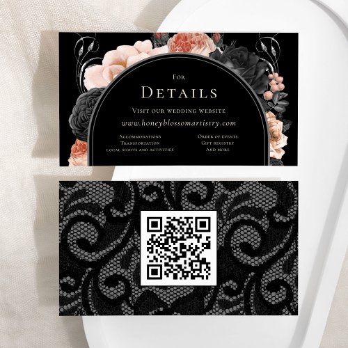 Gothic Vintage Wedding QR Code Website Details Enclosure Card