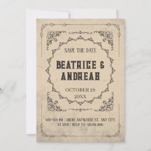 Gothic Vintage Wedding Save The Date