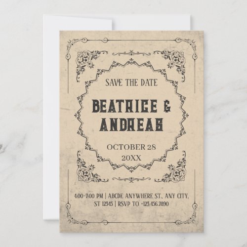 Gothic Vintage Wedding  Save The Date